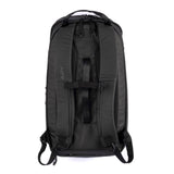 Black tennis backpack with padded adjustable shoulder straps, breathable back panel, and durable construction for comfortable gear transport.